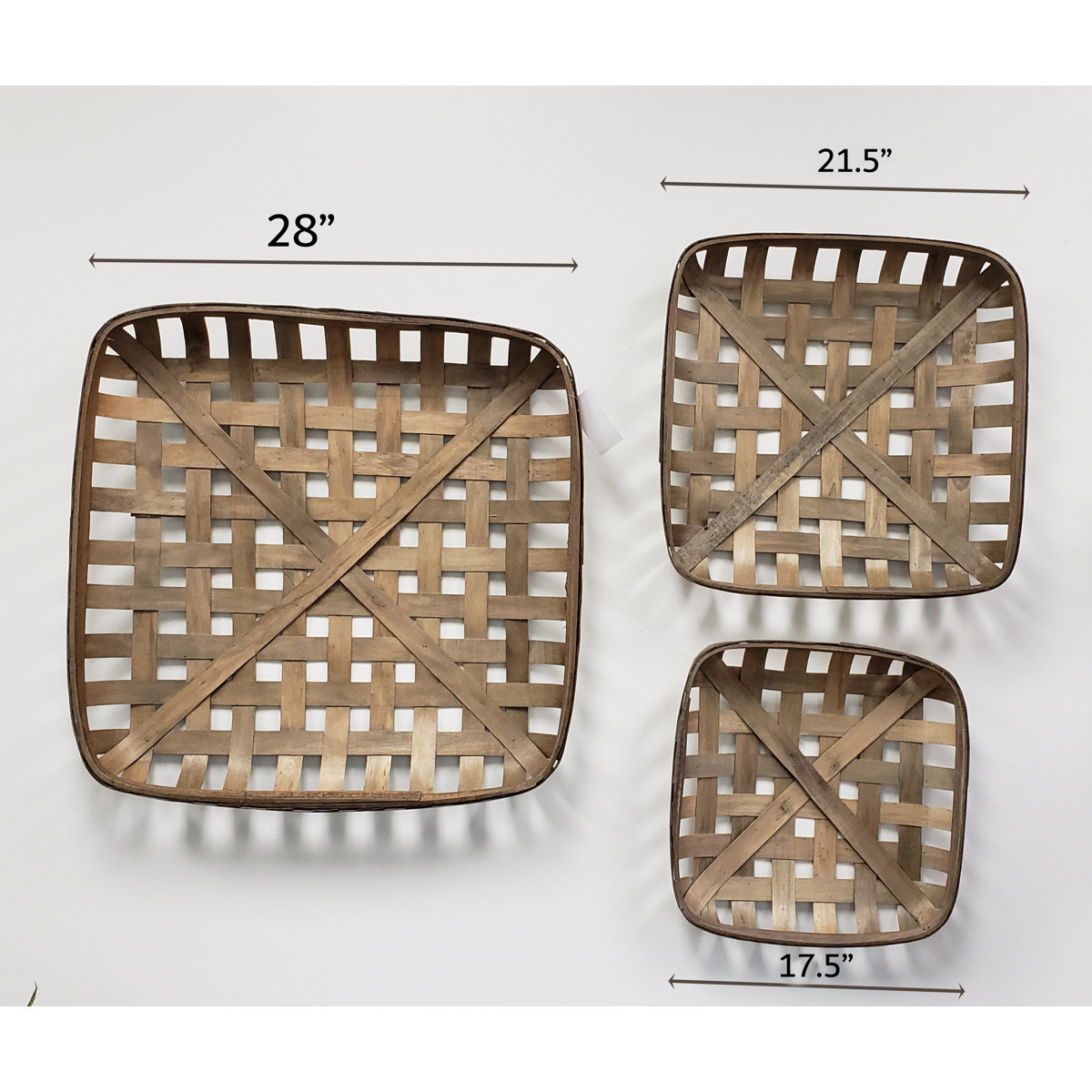 Gracie Oaks 3 Piece Square Tobacco Basket Wall Décor Set & Reviews